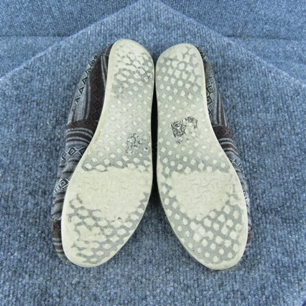 TOMS Alpargata‎ Women Gender Flat Shoes Size 6 Casual Brown Fabric Geometric